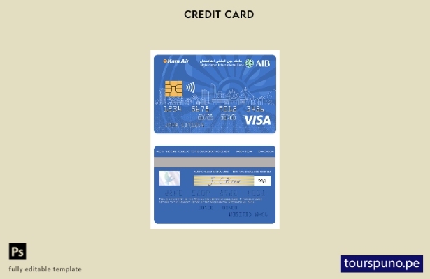 listo para imprimir plantilla de tarjeta visa bancaria internacional de Afganist